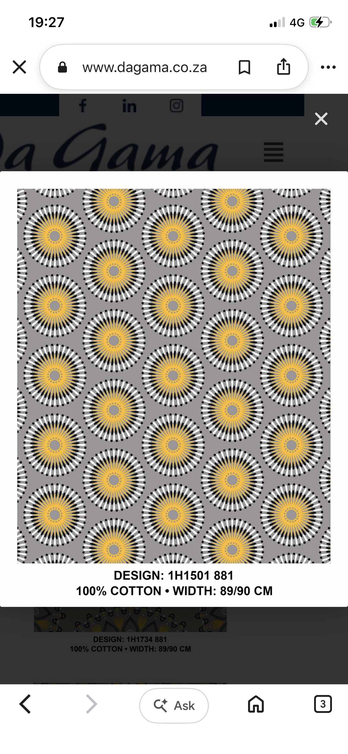 Grey shweshwe fabric