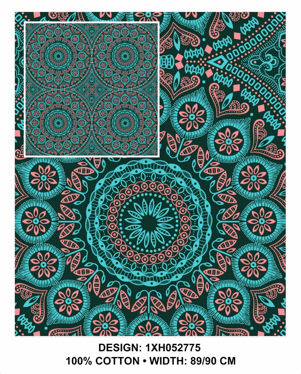 Turquoise shweshwe fabric 90 cm wide