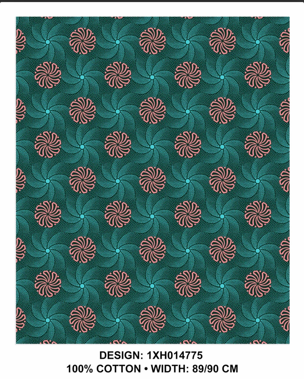 Turquoise shweshwe fabric 90 cm wide