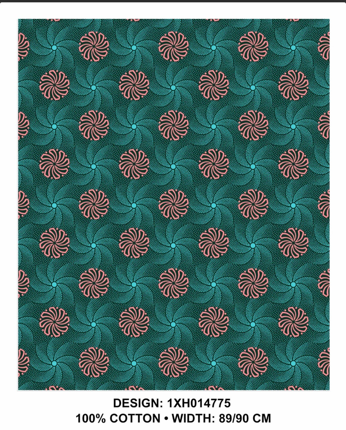 Turquoise shweshwe fabric 90 cm wide