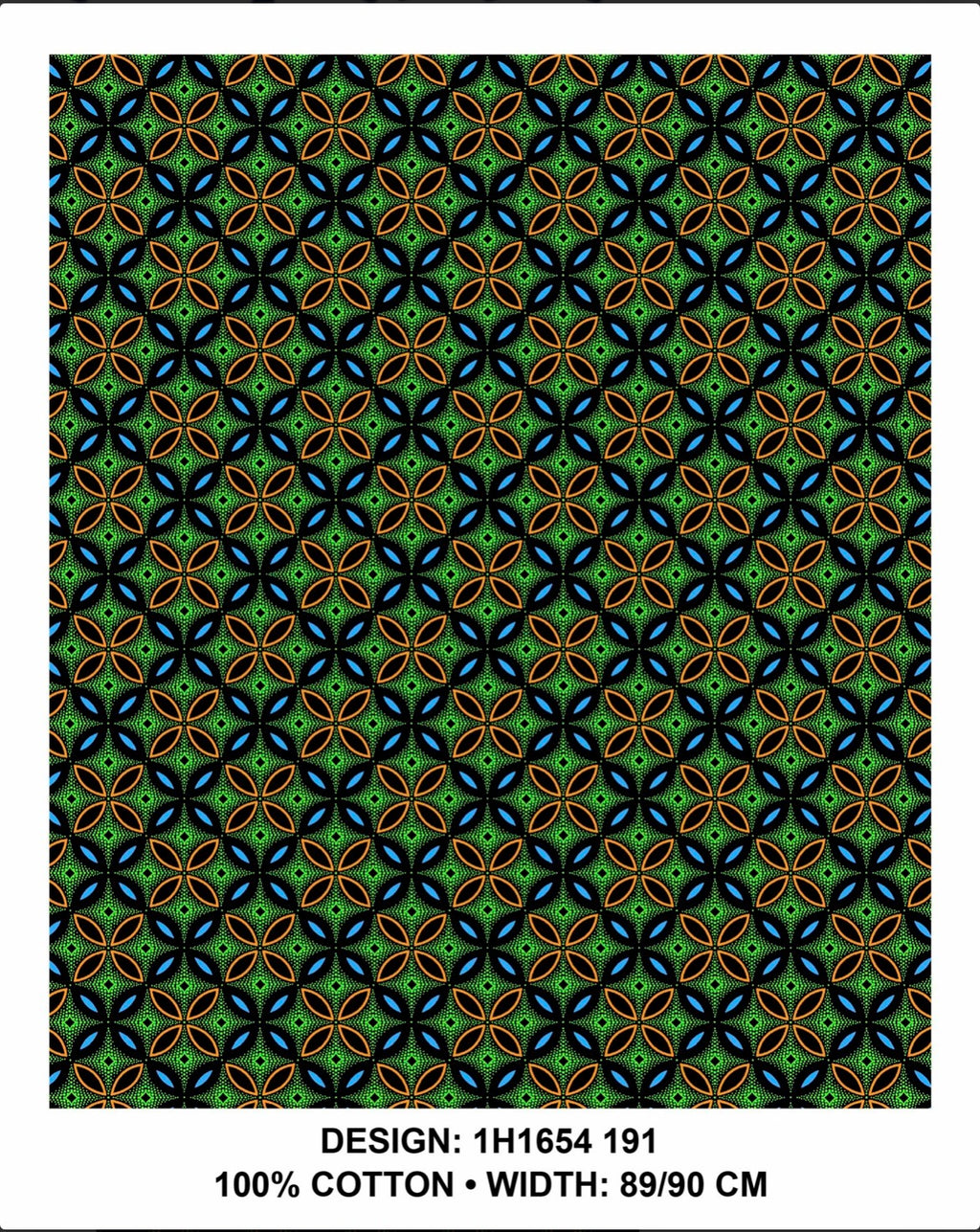 Green black Shweshwe fabric