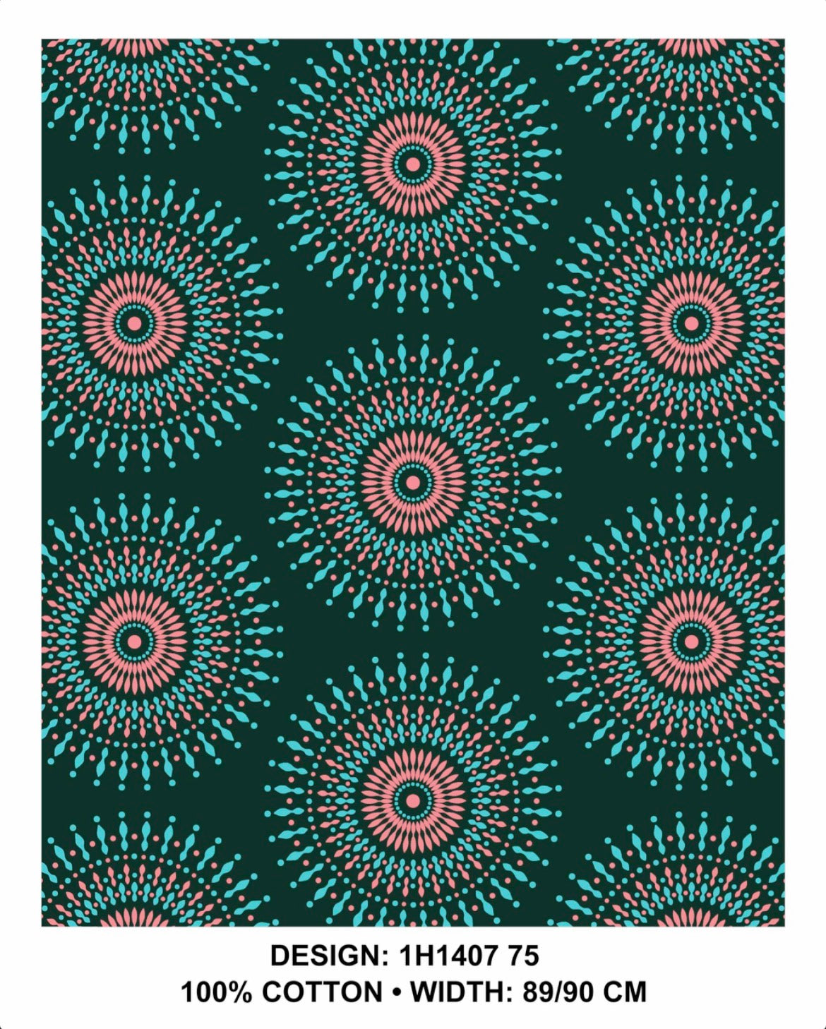 Turquoise shweshwe fabric 90 cm wide