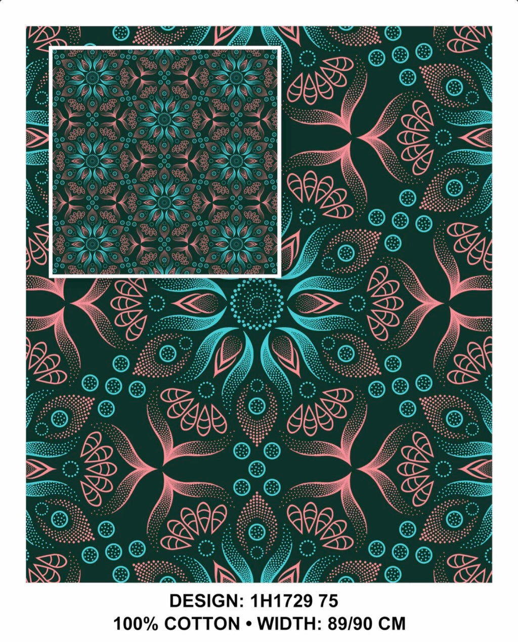 Turquoise shweshwe fabric 90 cm wide