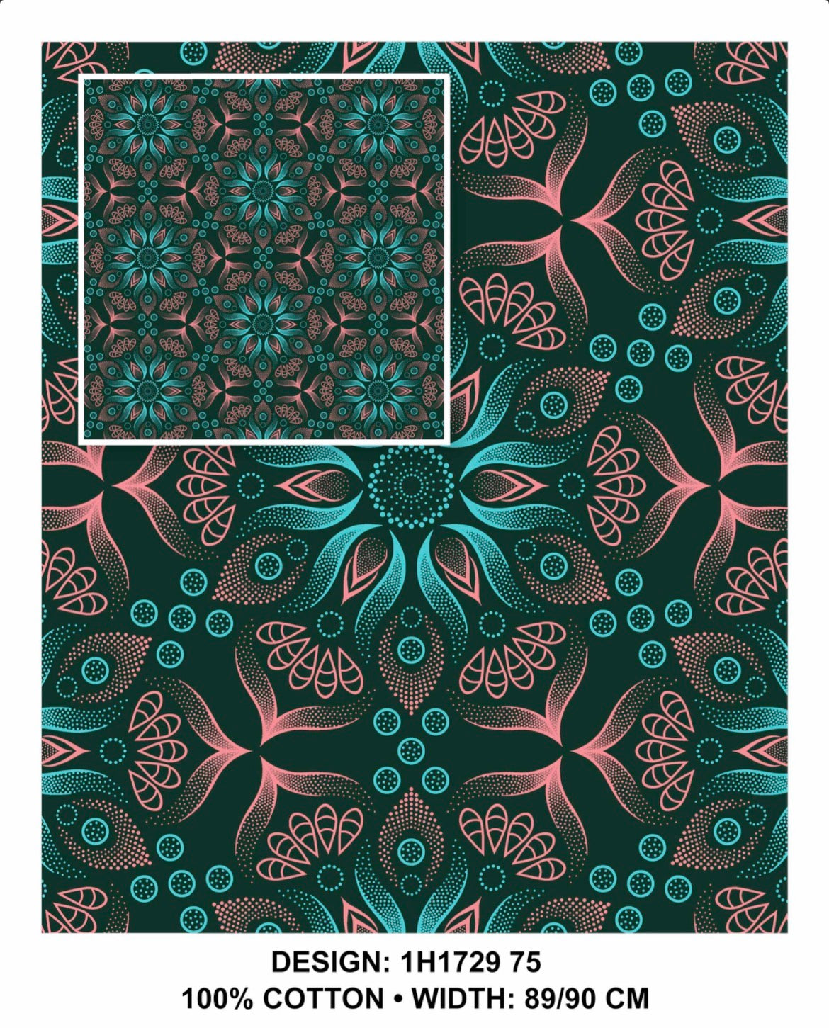 Turquoise shweshwe fabric 90 cm wide