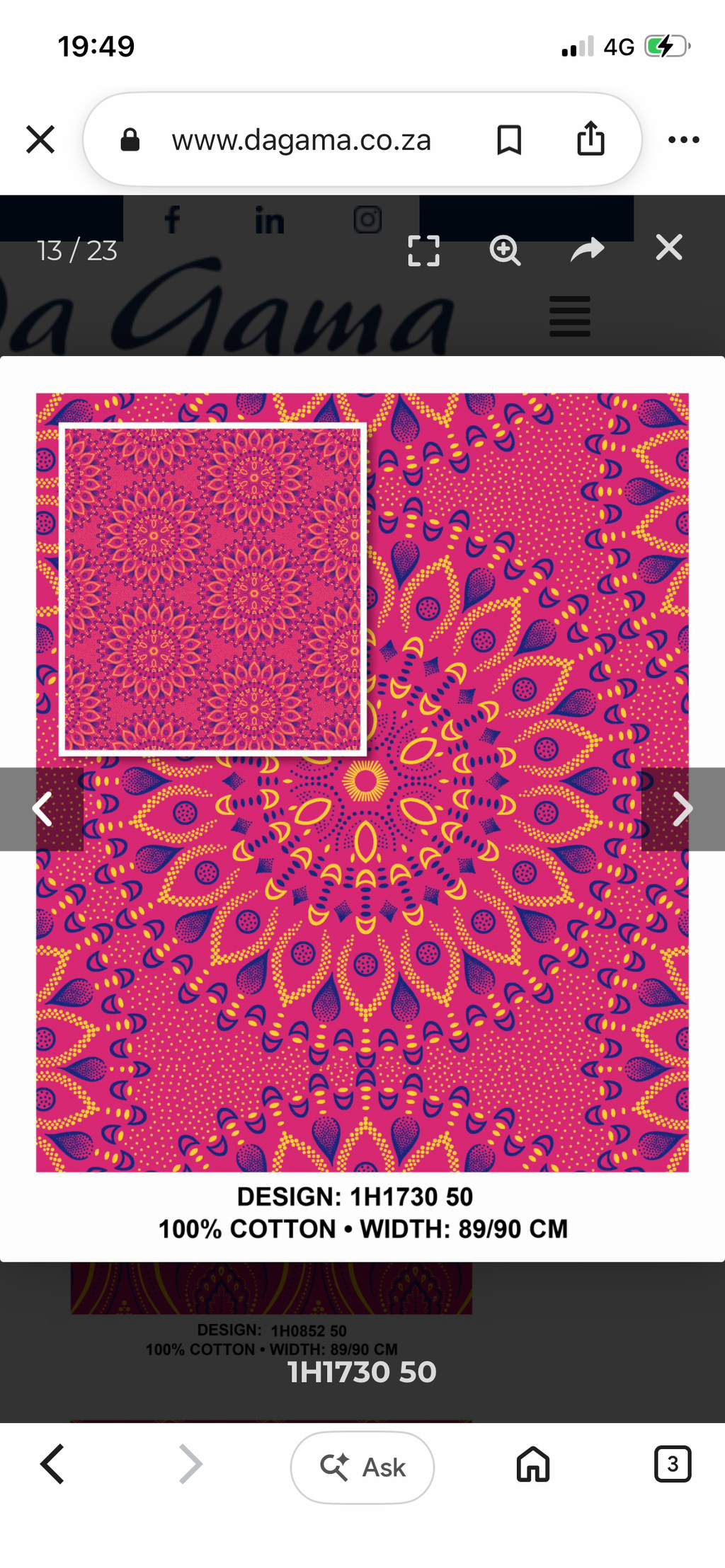 Pink shweshwe fabric