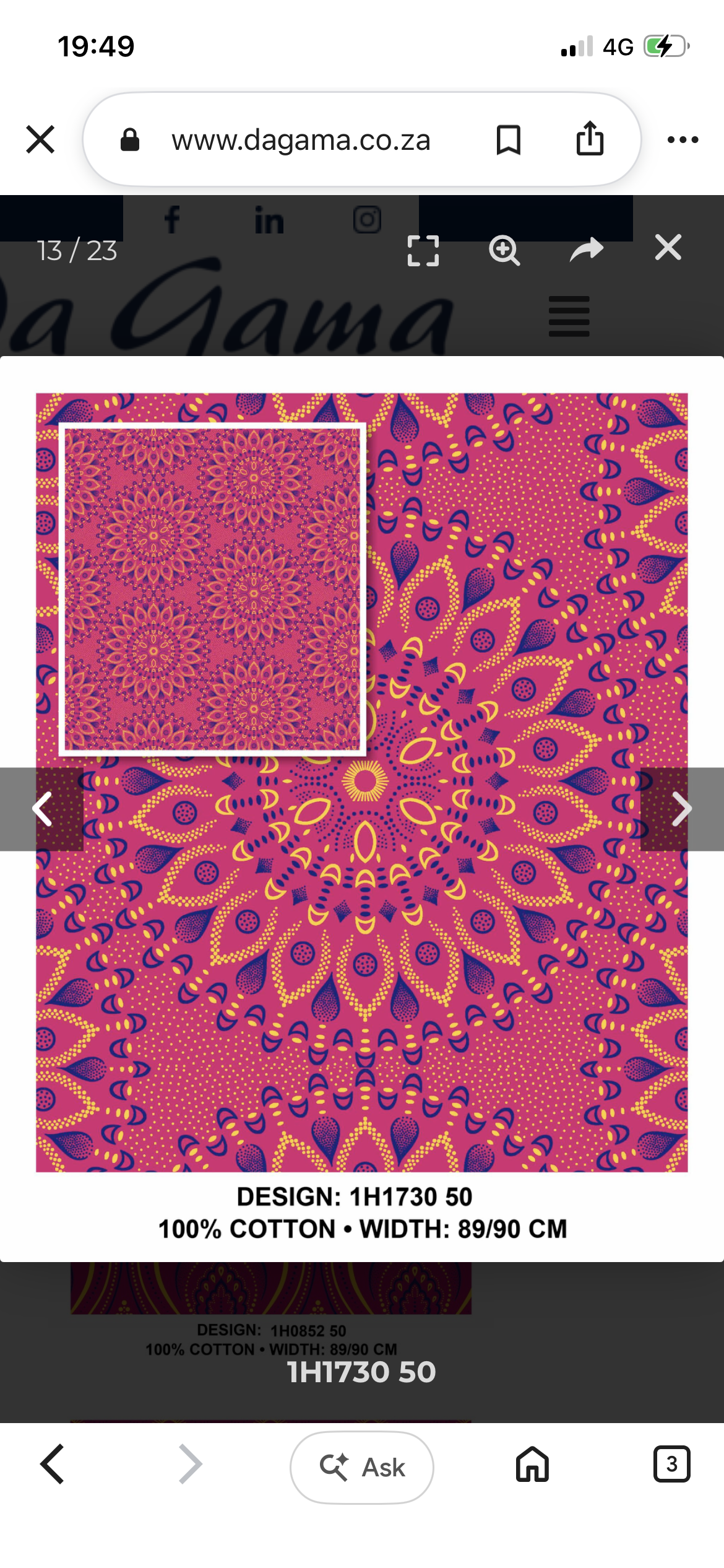 Pink shweshwe fabric